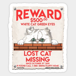 Missing White Himalayan Cat Feline Animal Lover's Novelty Gift Sticker